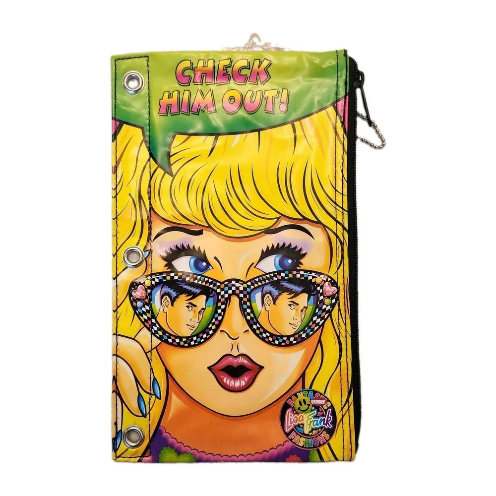 Vtg Lisa Frank Zip Pencil Pouch For 3 Ring Binder Check Him Out 1980s Girl Rare